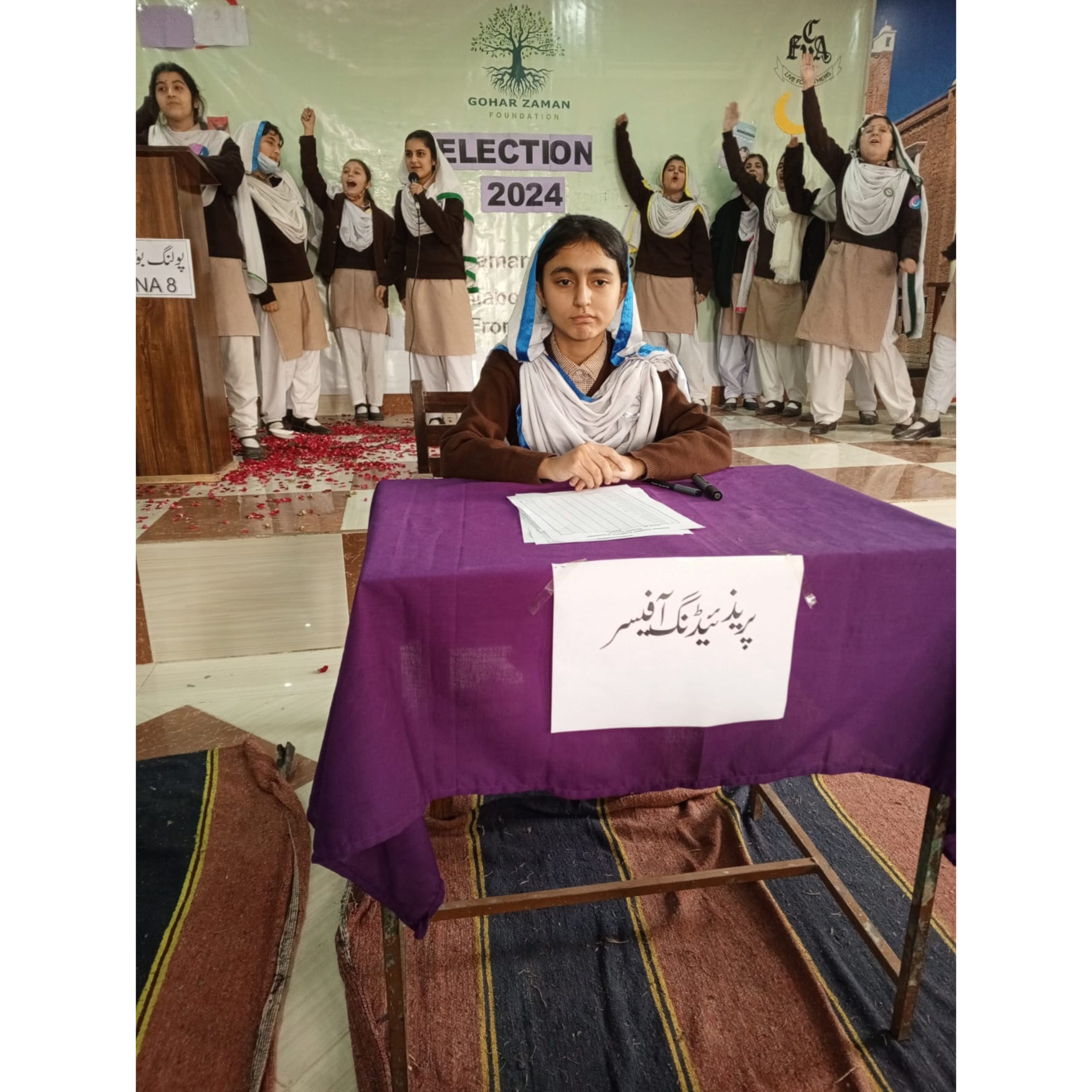 Election awareness campaign for class 8th students By FSA in collaboration with Gohar Zaman Foundation